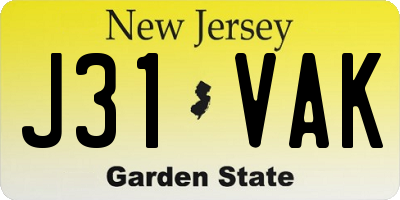 NJ license plate J31VAK