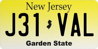 NJ license plate J31VAL