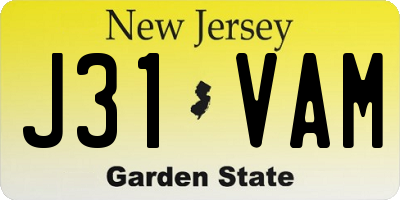 NJ license plate J31VAM