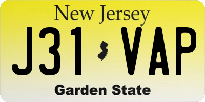 NJ license plate J31VAP