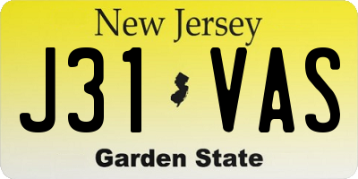 NJ license plate J31VAS