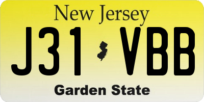 NJ license plate J31VBB