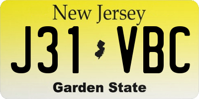 NJ license plate J31VBC