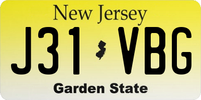 NJ license plate J31VBG