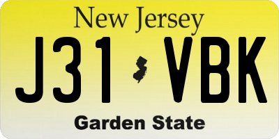 NJ license plate J31VBK