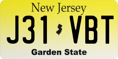 NJ license plate J31VBT