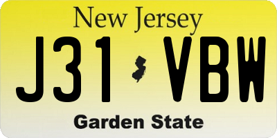 NJ license plate J31VBW