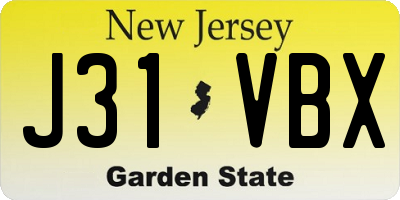 NJ license plate J31VBX