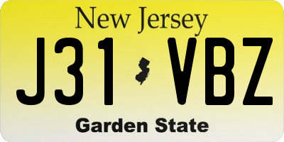 NJ license plate J31VBZ