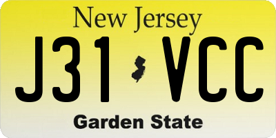 NJ license plate J31VCC