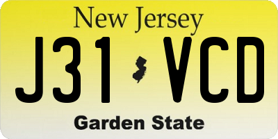 NJ license plate J31VCD