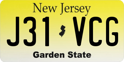 NJ license plate J31VCG