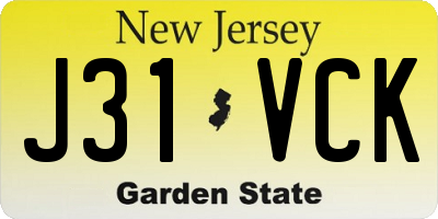 NJ license plate J31VCK