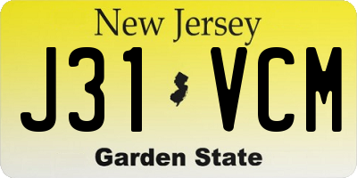 NJ license plate J31VCM