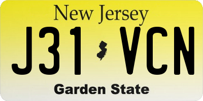 NJ license plate J31VCN