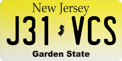 NJ license plate J31VCS