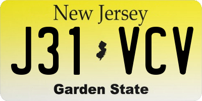 NJ license plate J31VCV