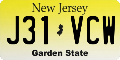 NJ license plate J31VCW