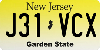 NJ license plate J31VCX