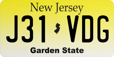 NJ license plate J31VDG