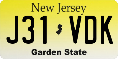 NJ license plate J31VDK