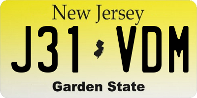 NJ license plate J31VDM