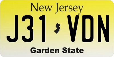 NJ license plate J31VDN
