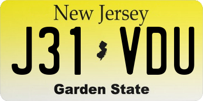 NJ license plate J31VDU