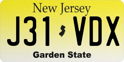 NJ license plate J31VDX