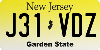 NJ license plate J31VDZ