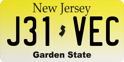 NJ license plate J31VEC