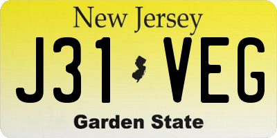 NJ license plate J31VEG