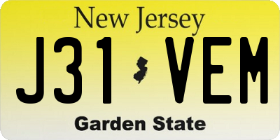 NJ license plate J31VEM