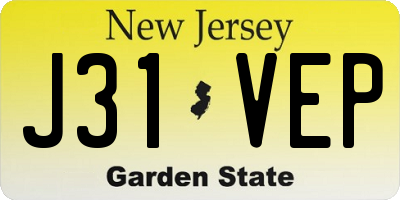 NJ license plate J31VEP