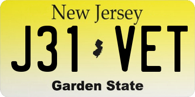 NJ license plate J31VET