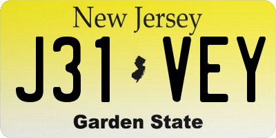NJ license plate J31VEY