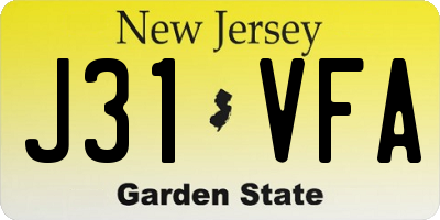 NJ license plate J31VFA