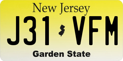 NJ license plate J31VFM