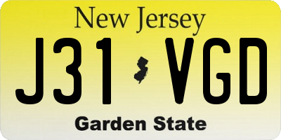 NJ license plate J31VGD