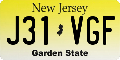 NJ license plate J31VGF