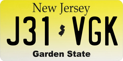 NJ license plate J31VGK