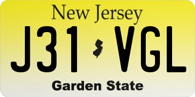 NJ license plate J31VGL
