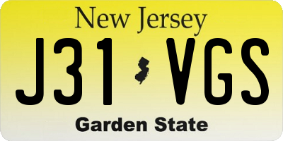 NJ license plate J31VGS