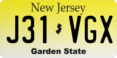 NJ license plate J31VGX