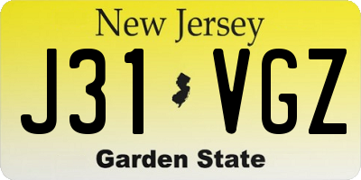 NJ license plate J31VGZ
