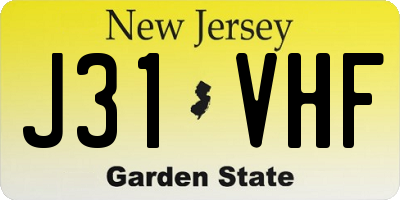 NJ license plate J31VHF
