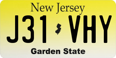 NJ license plate J31VHY