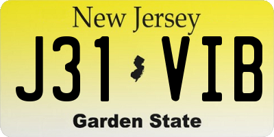 NJ license plate J31VIB
