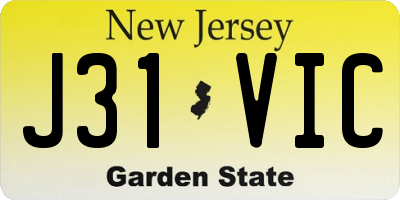 NJ license plate J31VIC