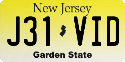 NJ license plate J31VID